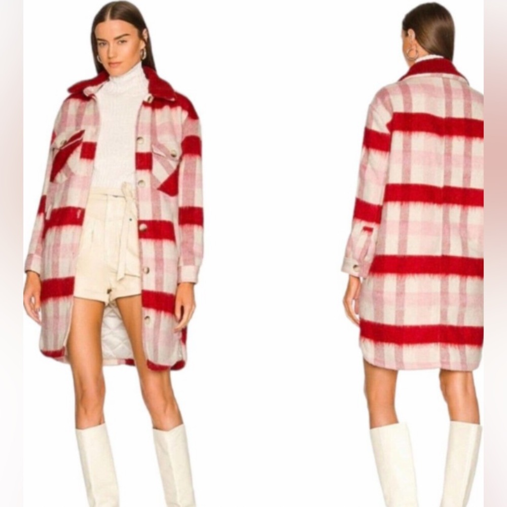 - NWT Blank NYC Cherry Pick Red,Pink,White….XS…long shacket, pea coat ,